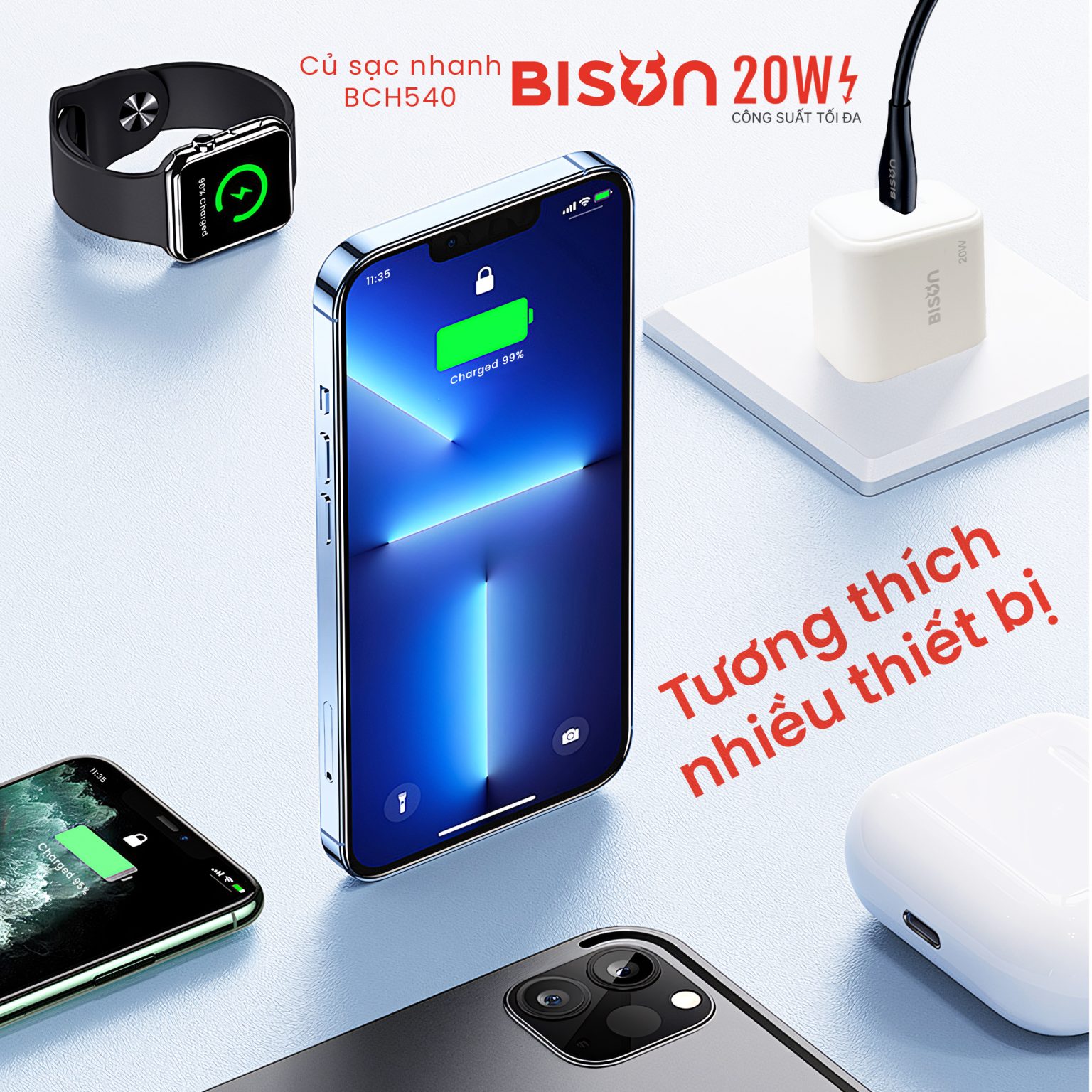 Củ sạc nhanh BISON PD 20W USB-C BCH540 chuẩn us - Bison