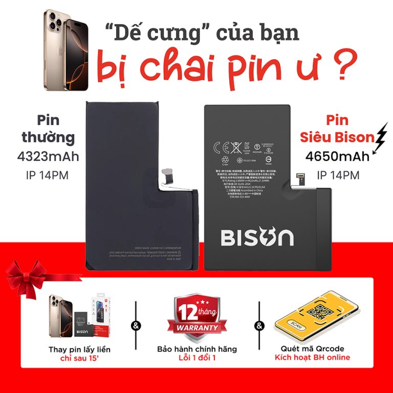 Pin Bison Siêu pin Bison iPhone 11 Pro dung lượng cao 3650mAh