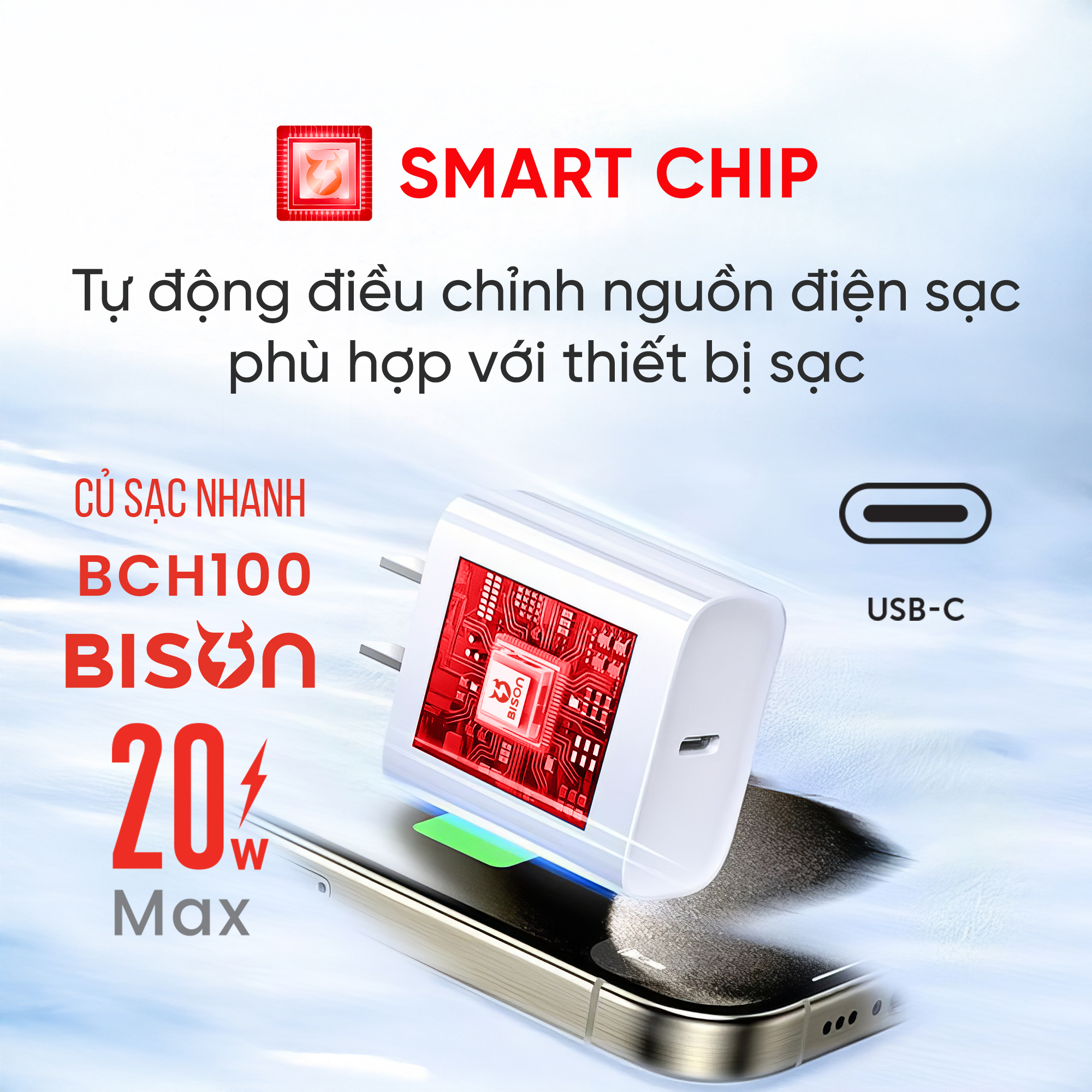 Củ sạc Bison 20W USB-C, nhỏ gọn 43gram, BCH100 (5)