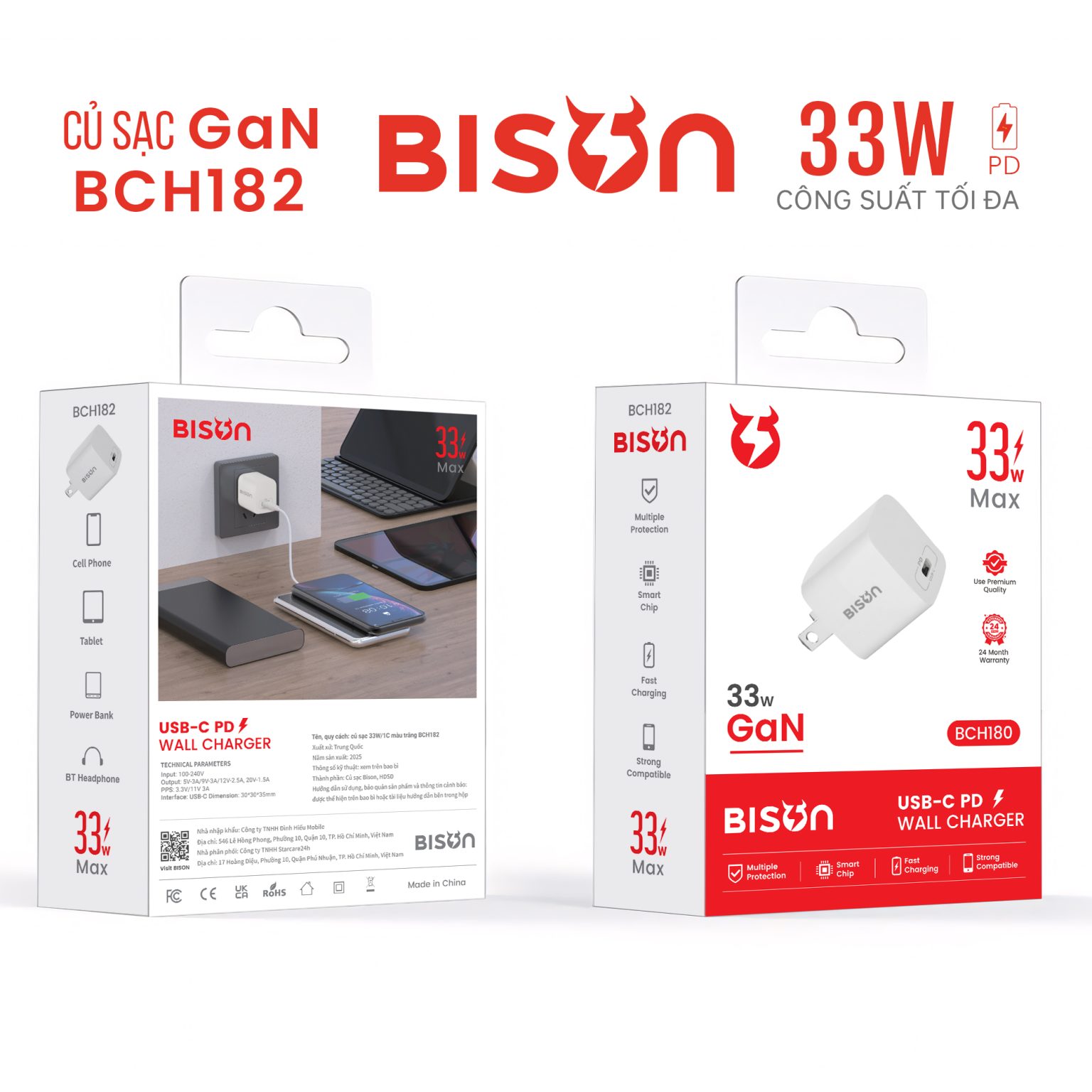 Củ sạc Bison 33W GaN BCH182 chính hãng, giá tốt
