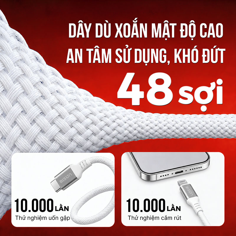 Cáp sạc Bison 27W C to L CB129 (5)